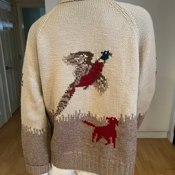 LAUREN BY RALPH LAUREN HAND KNIT HUNTING CARDIGAN ZIP SWEATER SZ L LARGE - Picture 4 of 6